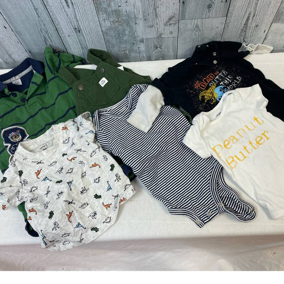 6 Baby Boys 6 Months One Piece Carters Circo Short Sleeve Tops Stripe Outfit Lot